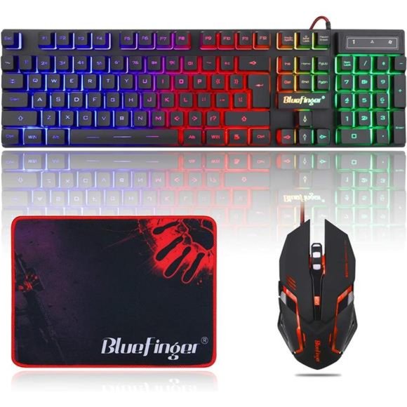 RGB Gaming Keyboard and Backlit Mouse Combo,USB Wired, LED Gaming set for Laptop - Picture 1 of 6